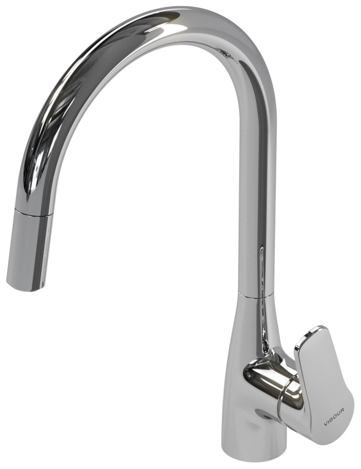 VIGOUR Einhand-ND-Spültischbatterie derby mit herausziehbarem U-Auslauf schwenkbar chrom  - Bild 1