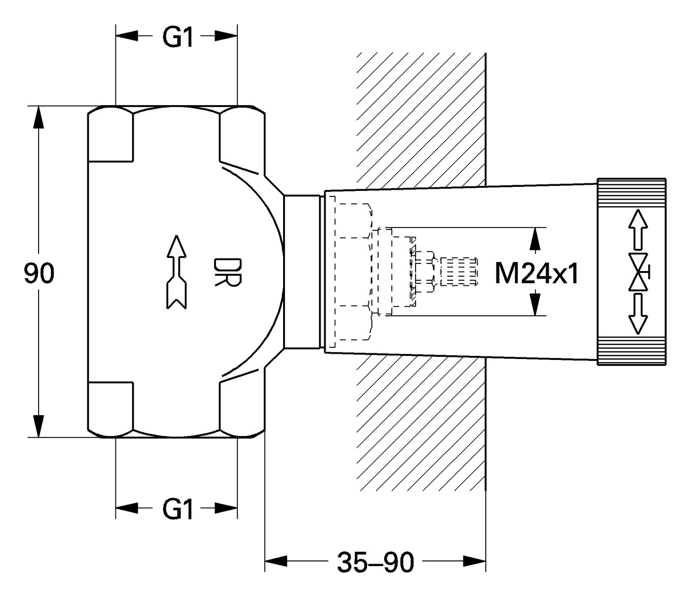 GROHE Unterputzventil UP Unterteil Innengewinde 1'' 29805000 - Bild 3