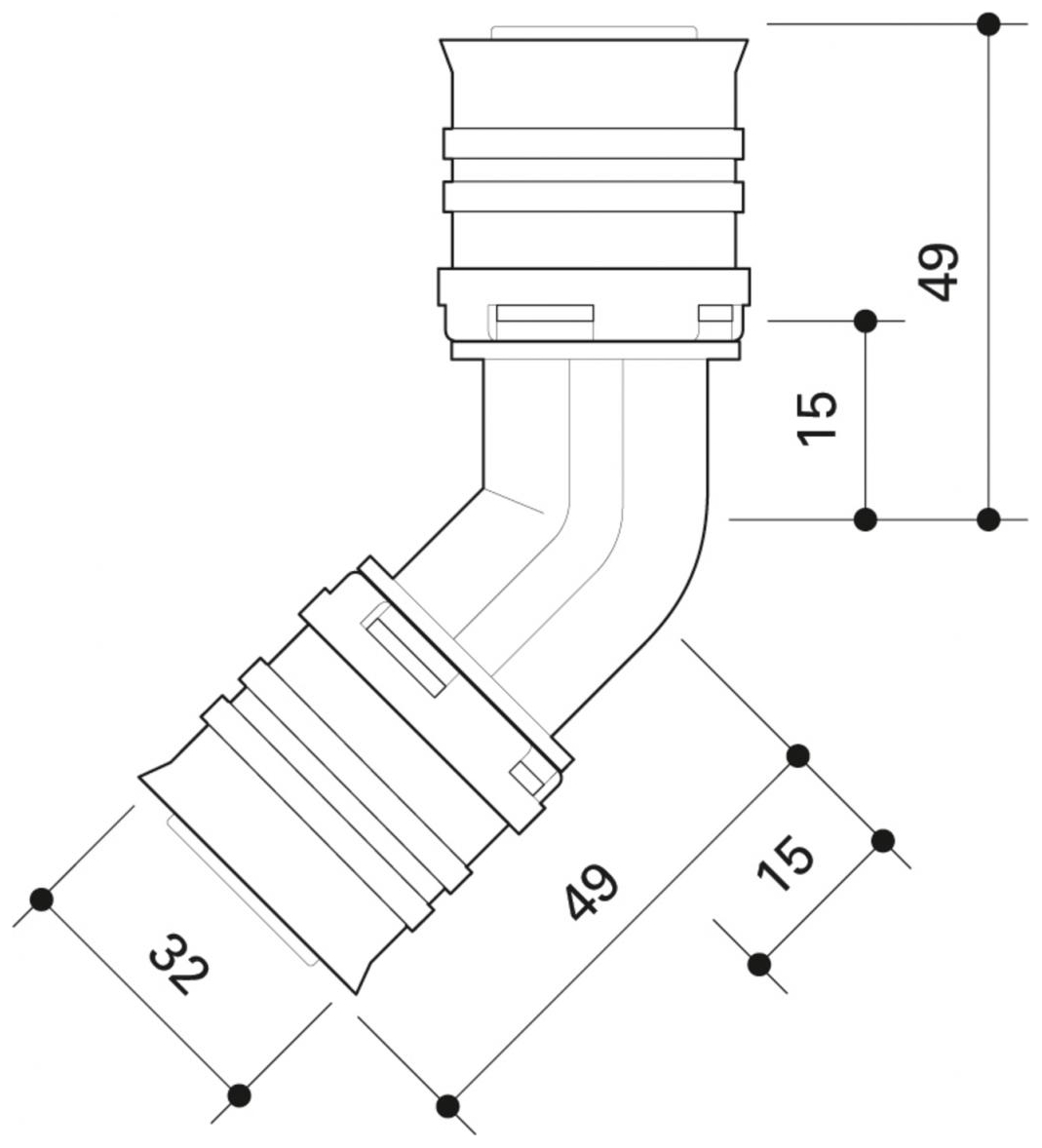 CONEL Connect MV2 Winkel 45 Grad 32 mm CCMVW3245N - Bild 2