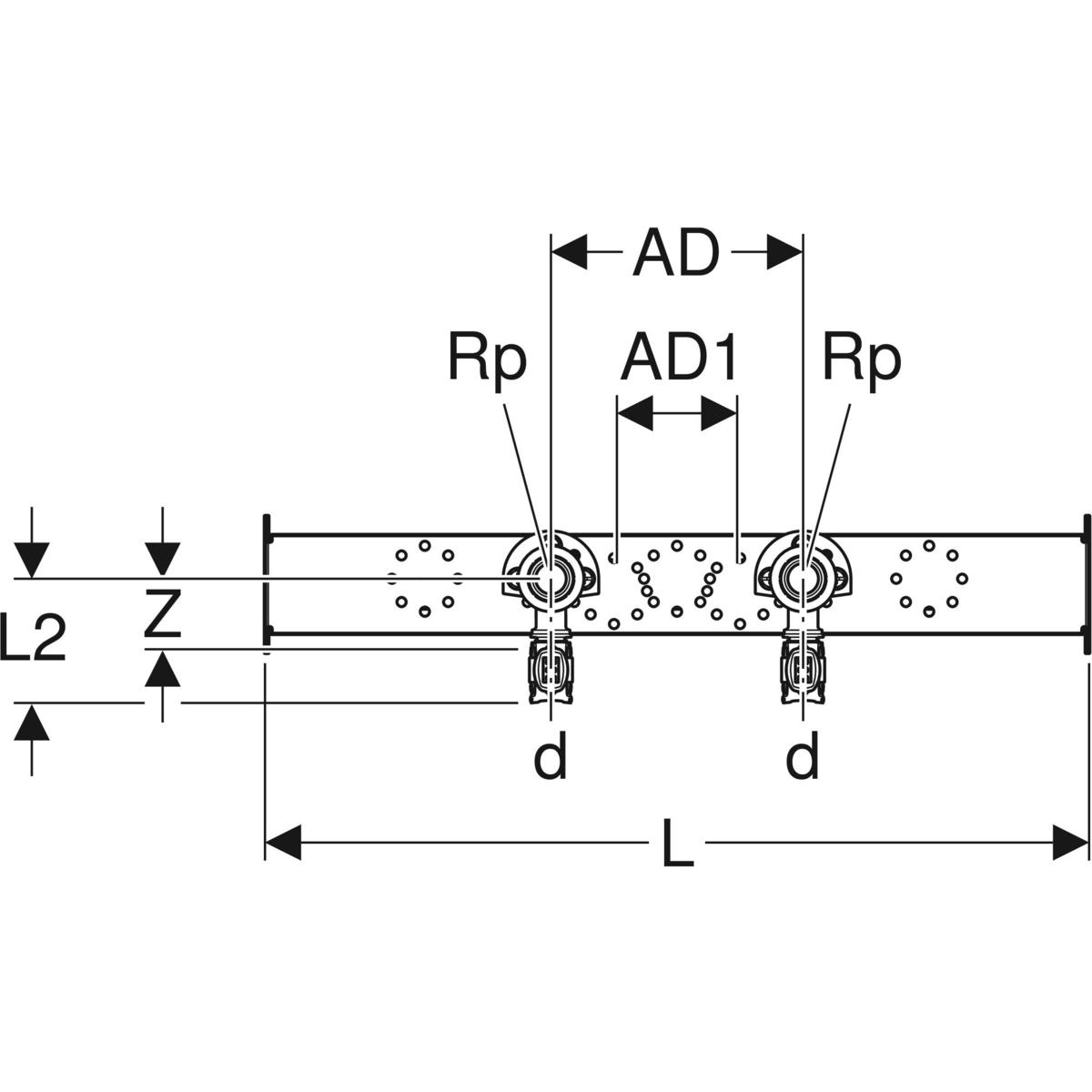 Geberit FlowFit Anschlusswinkel 90° 20mm x Rp 1/2'' vormontiert 2-fach Rotguss+ 619.671.00.1 - Bild 3
