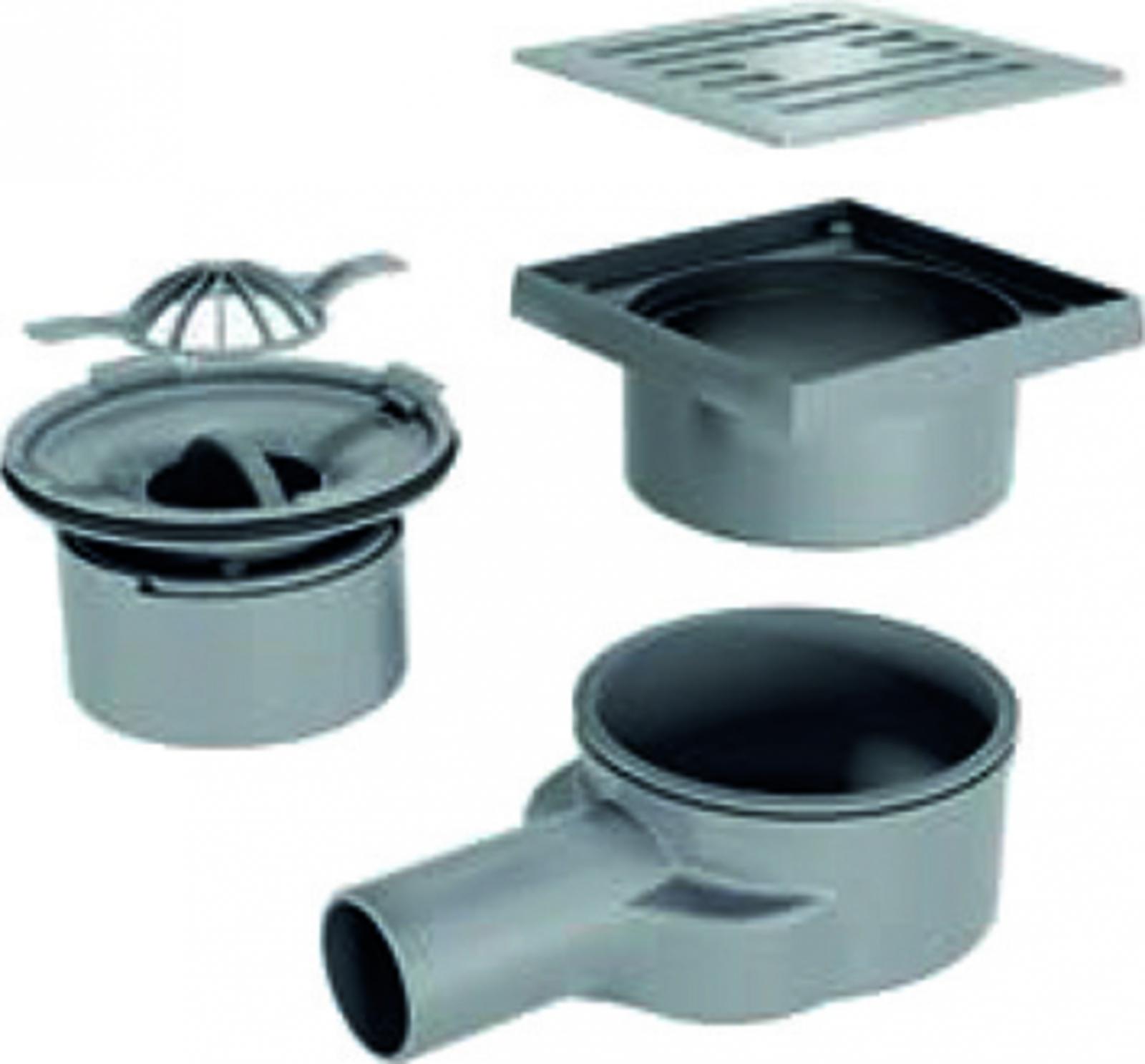 VIGOUR Punktablauf individual 2.0, 10x10cm Abgang extraflach, Edelstahl gebürstet - Bild 1