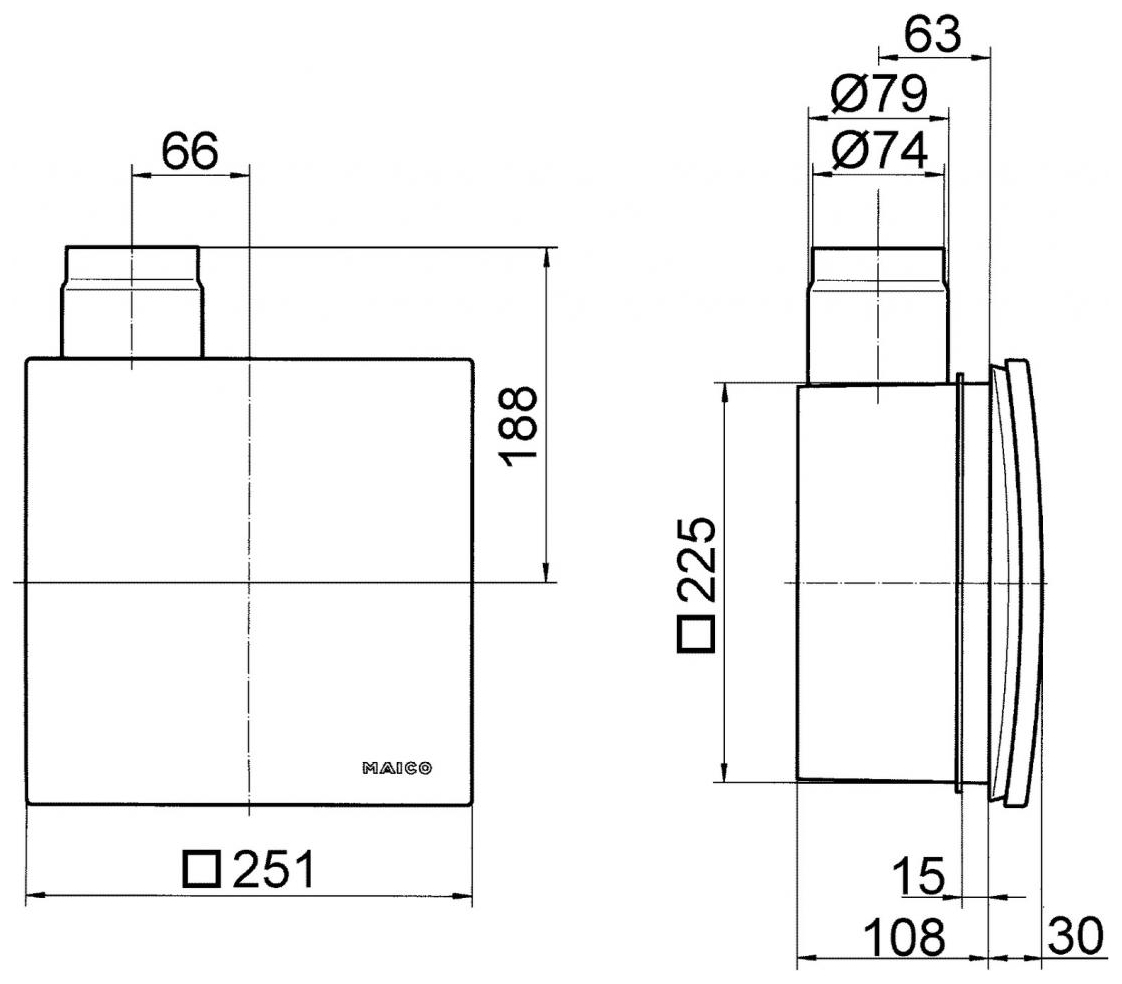 Maico Ventilatoreinsatz ER 60 VZ mit Verzögerungszeitschalter, Abdeckung und Filter 0084.0101 - Bild 3