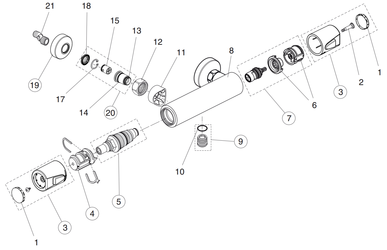 VIGOUR Temperatur- und Mengenregelgriff für clivia Thermostatbatterien Safe-Tec ab 05/2020