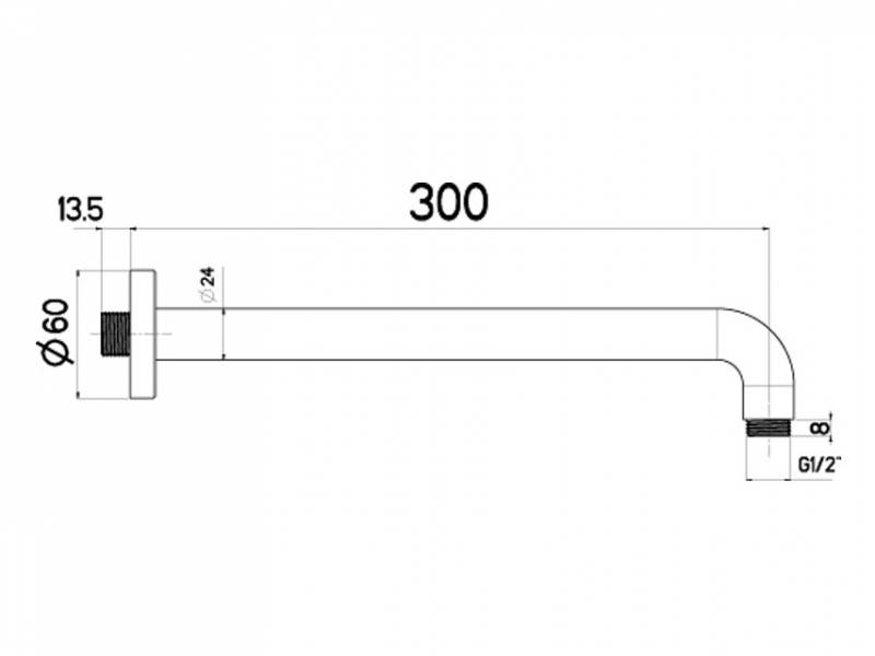 Nikles XL Brausearm 300mm verchromt