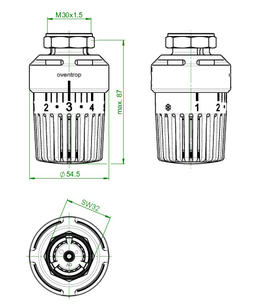 Oventrop Thermostat Uni LH weiß 7-28 Grad M30x1,5 mit Nullstellung 1011465 - Bild 5