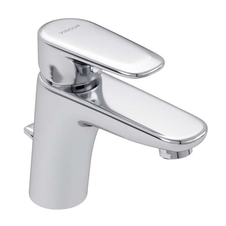 VIGOUR Waschtisch-Set derby V3 edge 60cm PflegetectPlus weiss, Einhandmischer, Siphon und Eckventile