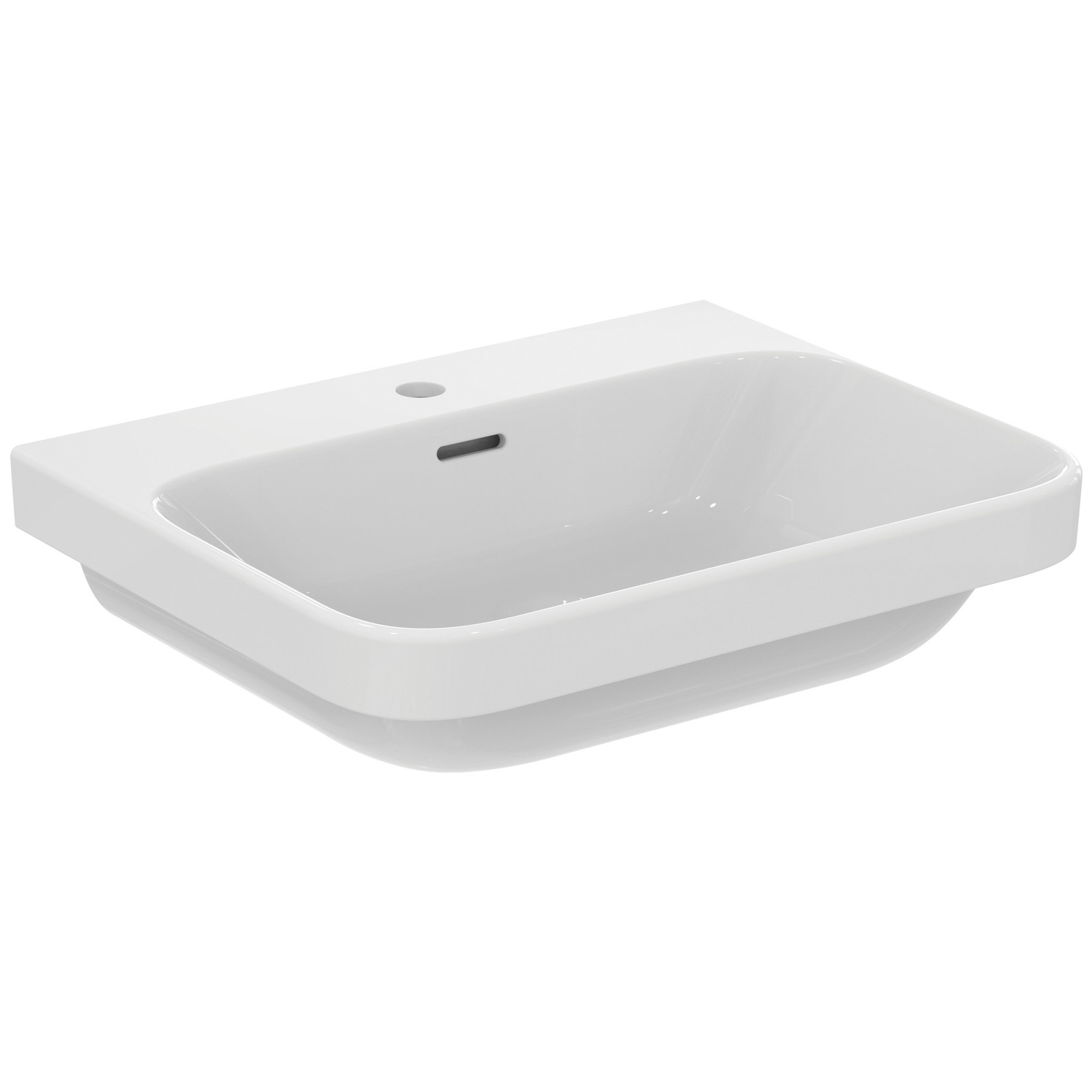 VIGOUR Aufsatz-Waschtisch derby V3 60x48cm geschliffen PflegetectPlus weiss mit Hahnloch+Überlauf