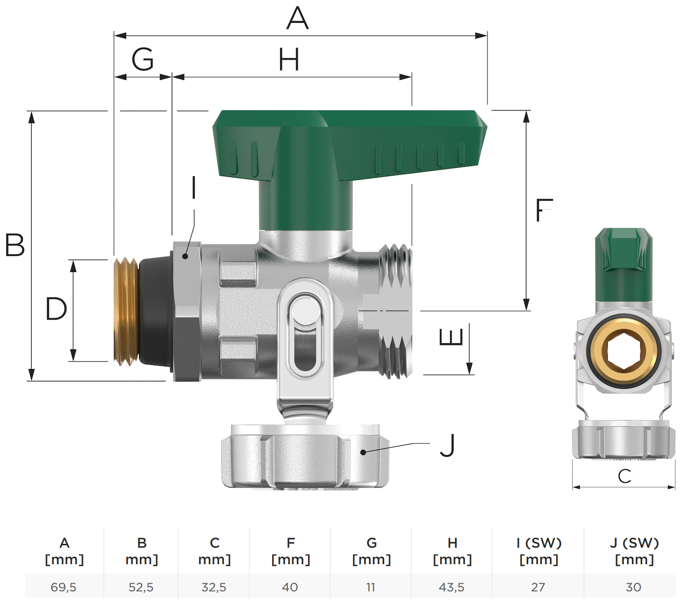 Simplex KFE-Kugelhahn 1/2'' vernickelt selbstdichtend für Trinkwasser