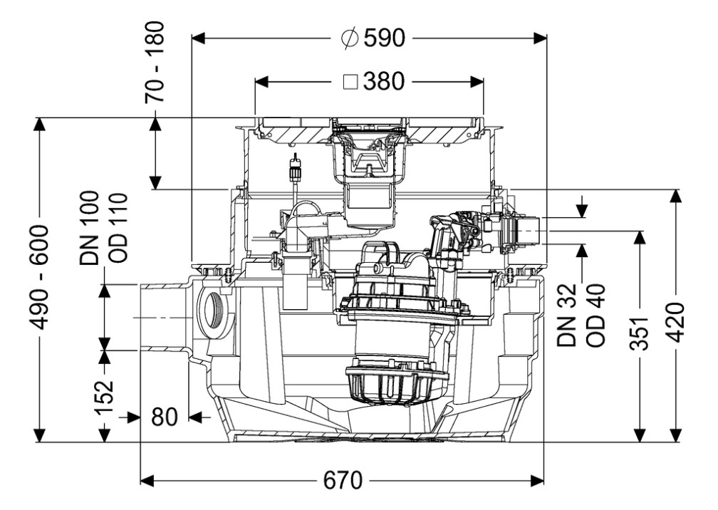 KESSEL Hebeanlage Aqualift F Compact Mono, SPZ 1000, Comfort-Schaltgerät, Bodenplatte, befliesbar - Bild 2