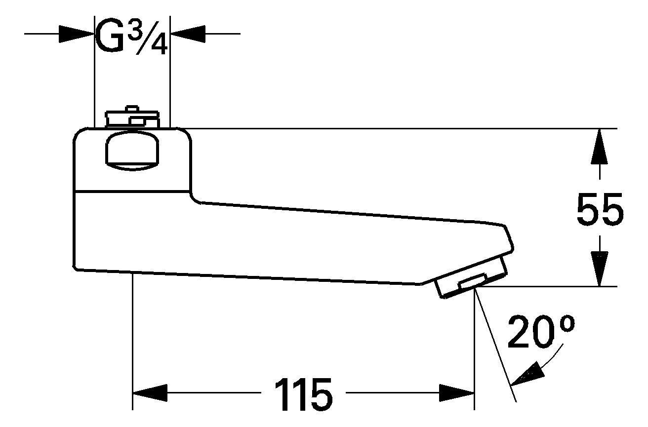 GROHE Gussauslauf 3/4'' Ausladung: 115 Höhe: 55 chrom 13461000 - Bild 2