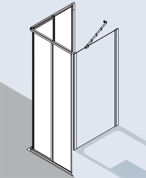 Kermi Ibiza 2000 Eckeinstieg-Halbteil ED2 900 x 1850 mm ESG klar silber mattglanz I2ED2090181AK - Bild 3