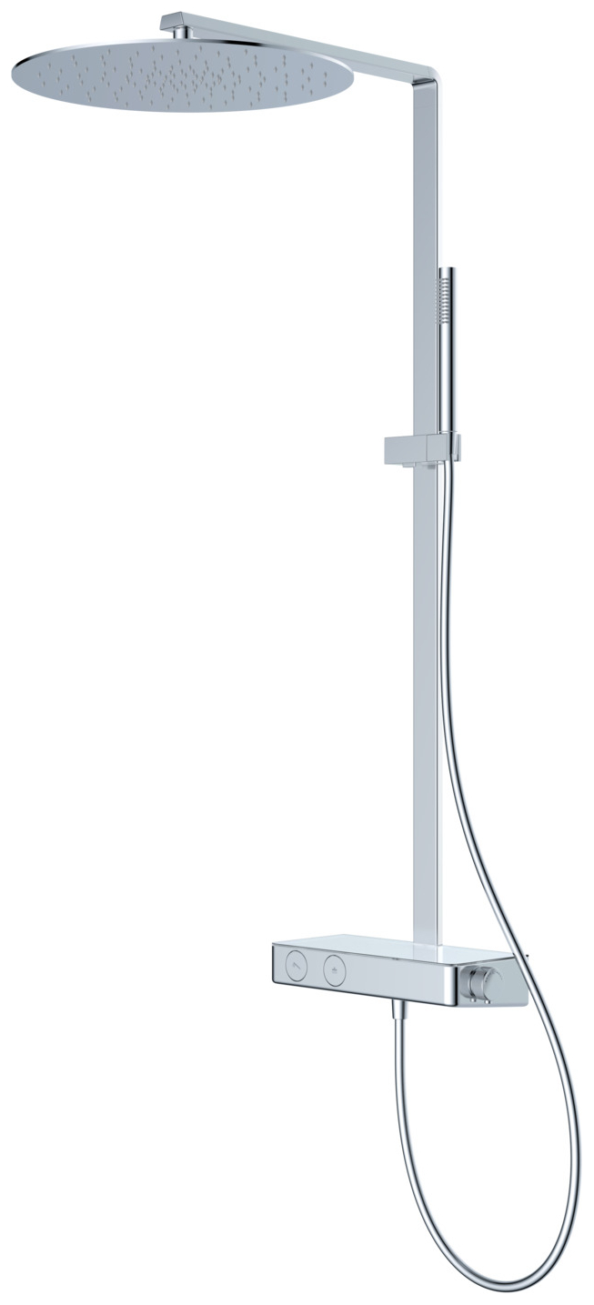 VIGOUR Duschsystem V4 Thermostat Kopfbrause 410mm rund Stabhandbrause und Schlauch verchromt