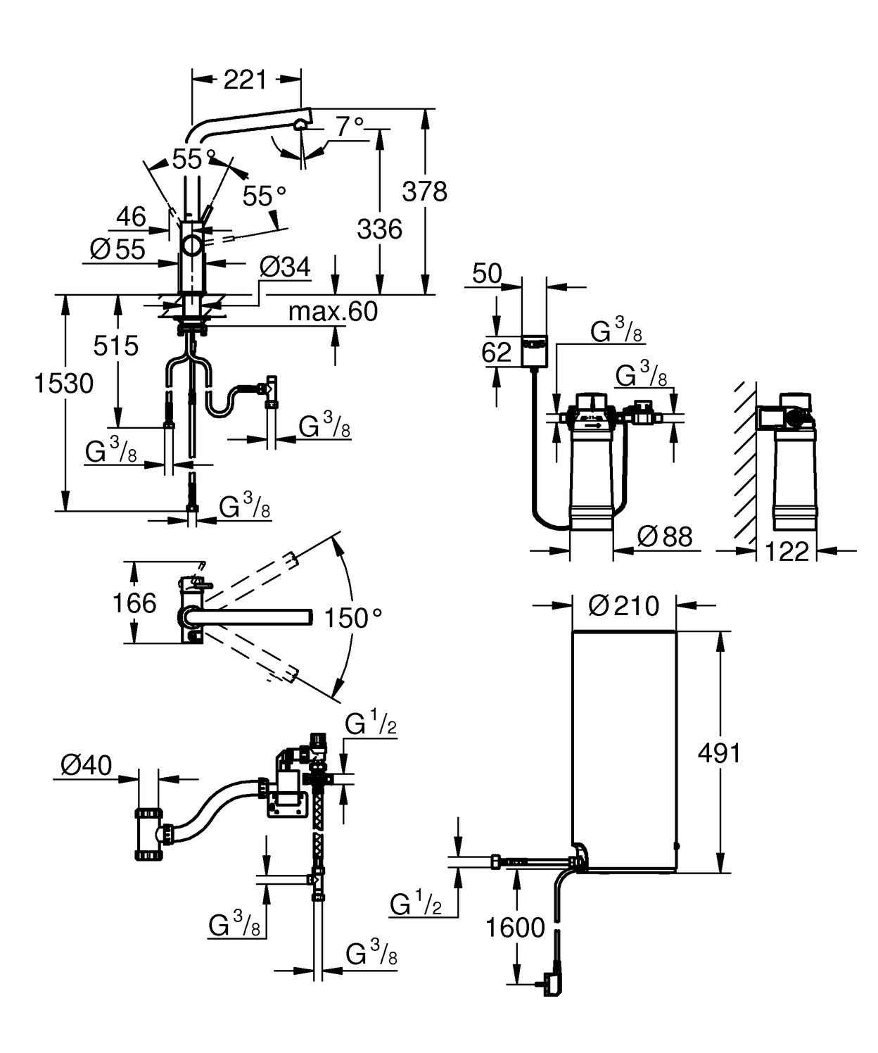 GROHE Küchenarmatur und Boiler Red Duo L-Size L-Auslauf supersteel 30325DC1 - Bild 5
