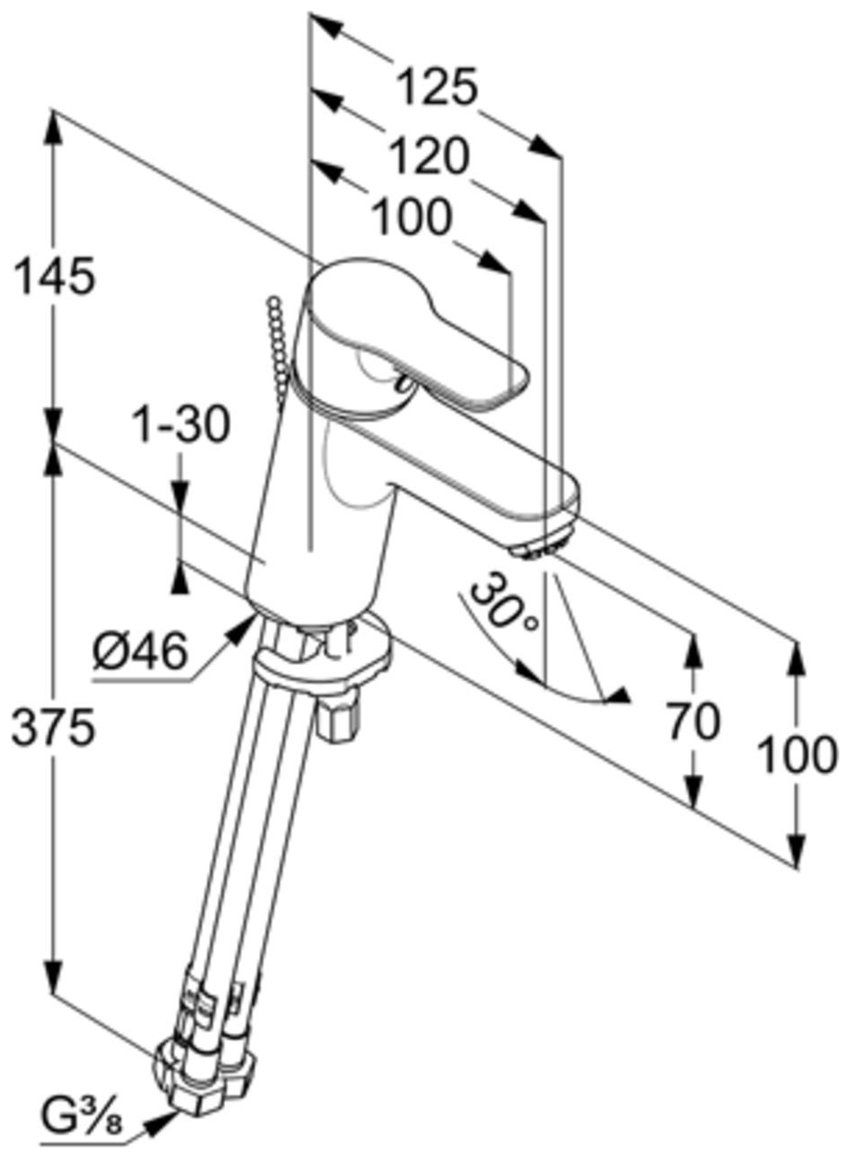 Kludi PURE&EASY Waschtisch-Einhandmischer 70 Niederdruck mit Kette chrom 372750565 - Bild 2