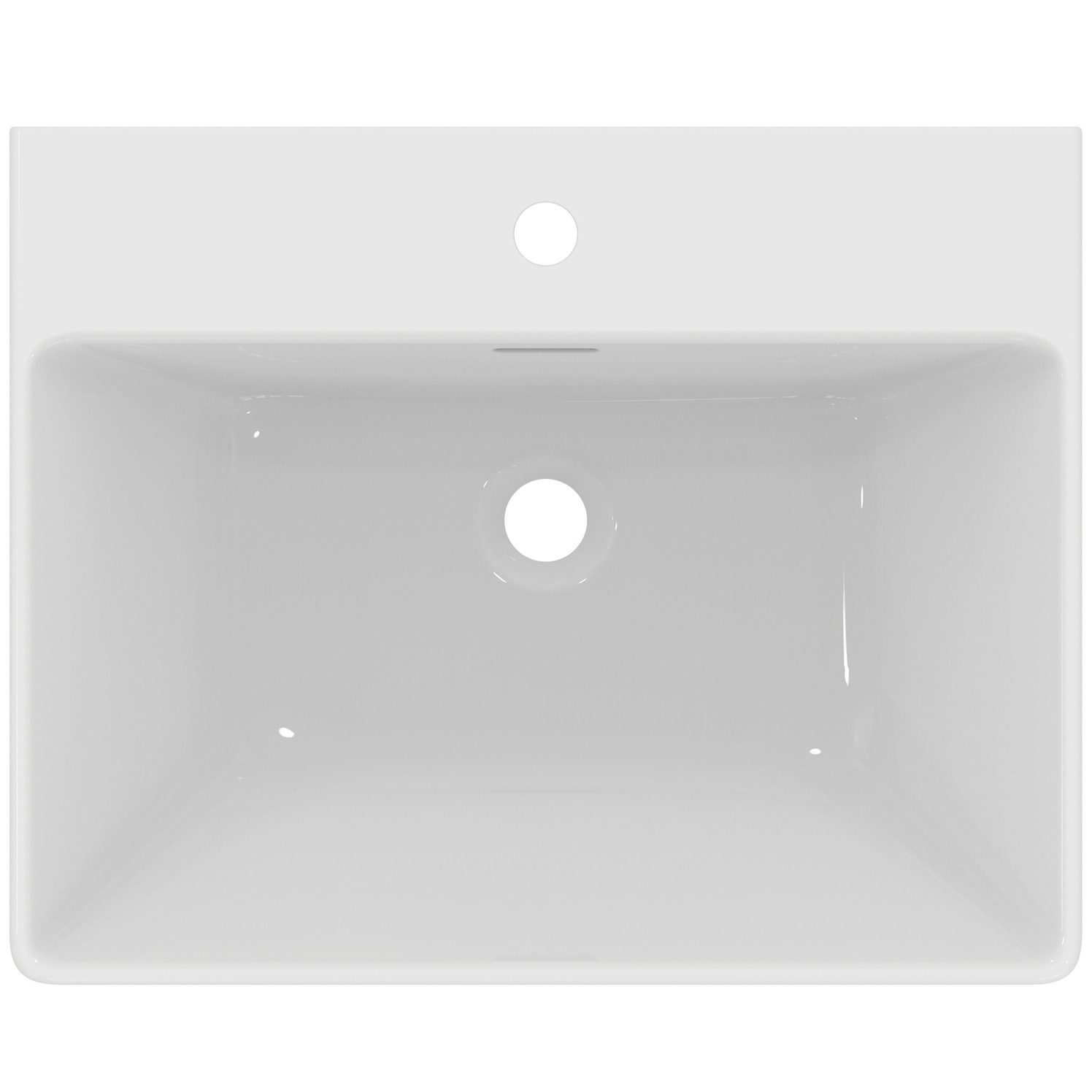 VIGOUR Waschtisch derby V3 edge 60x48cm PflegetectPlus weiss mit Hahnloch und Überlauf