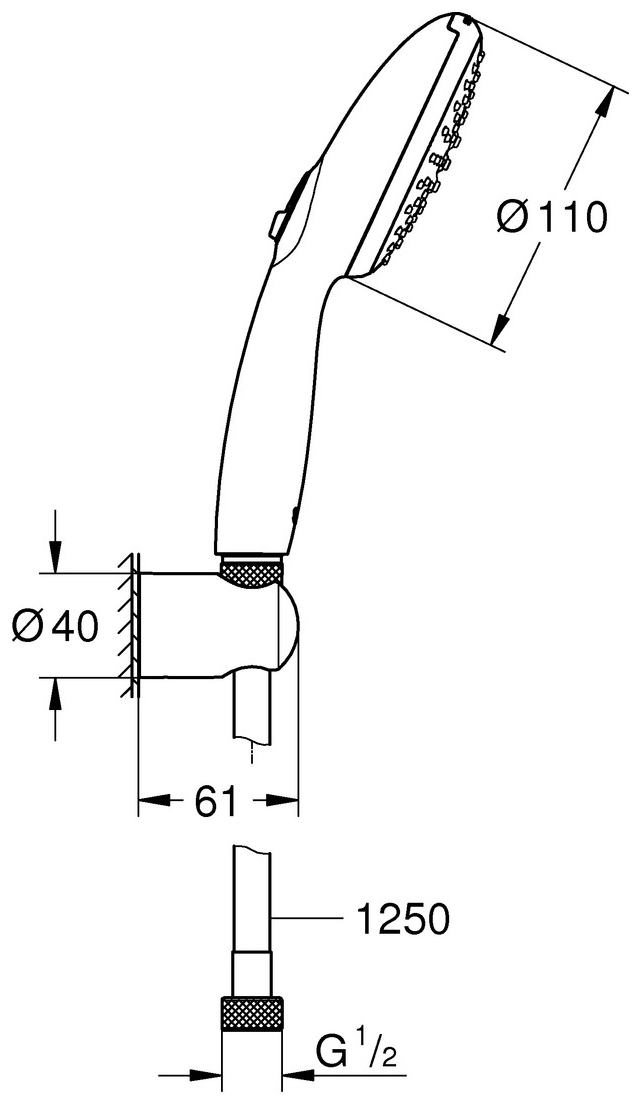 GROHE Wandhalterset Tempesta 110 chrom 2 Strahlarten (Rain, Jet) Schlauch 1250mm 27799003 - Bild 4