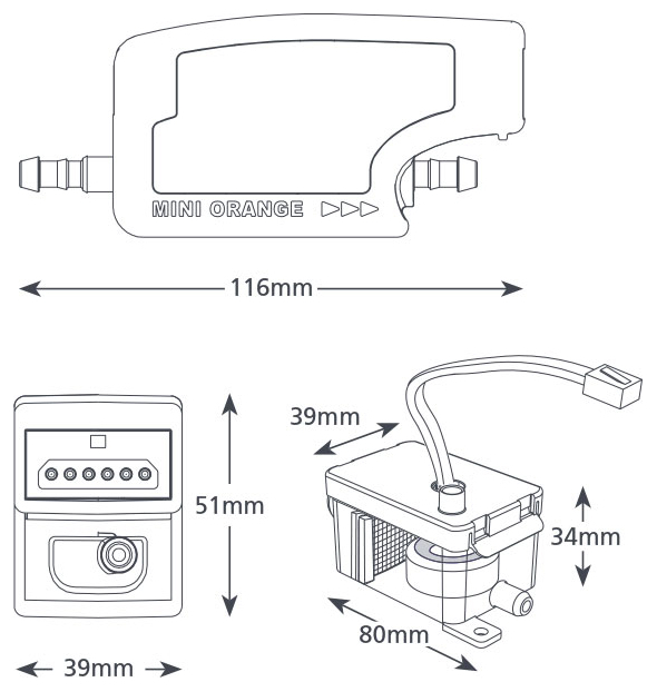 Aspen Pumps Kondensatpumpe Silent+ Mini Orange 2-teilig FP3313 - Bild 2