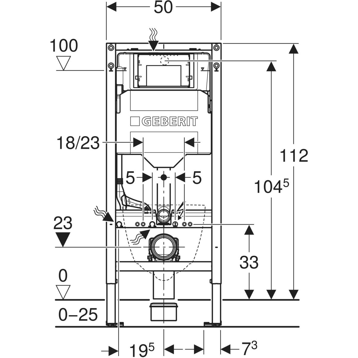 Geberit Duofix Spülkasten Sigma mit Betätigung von vorn, Bauhöhe 112 cm 111.300.00.6