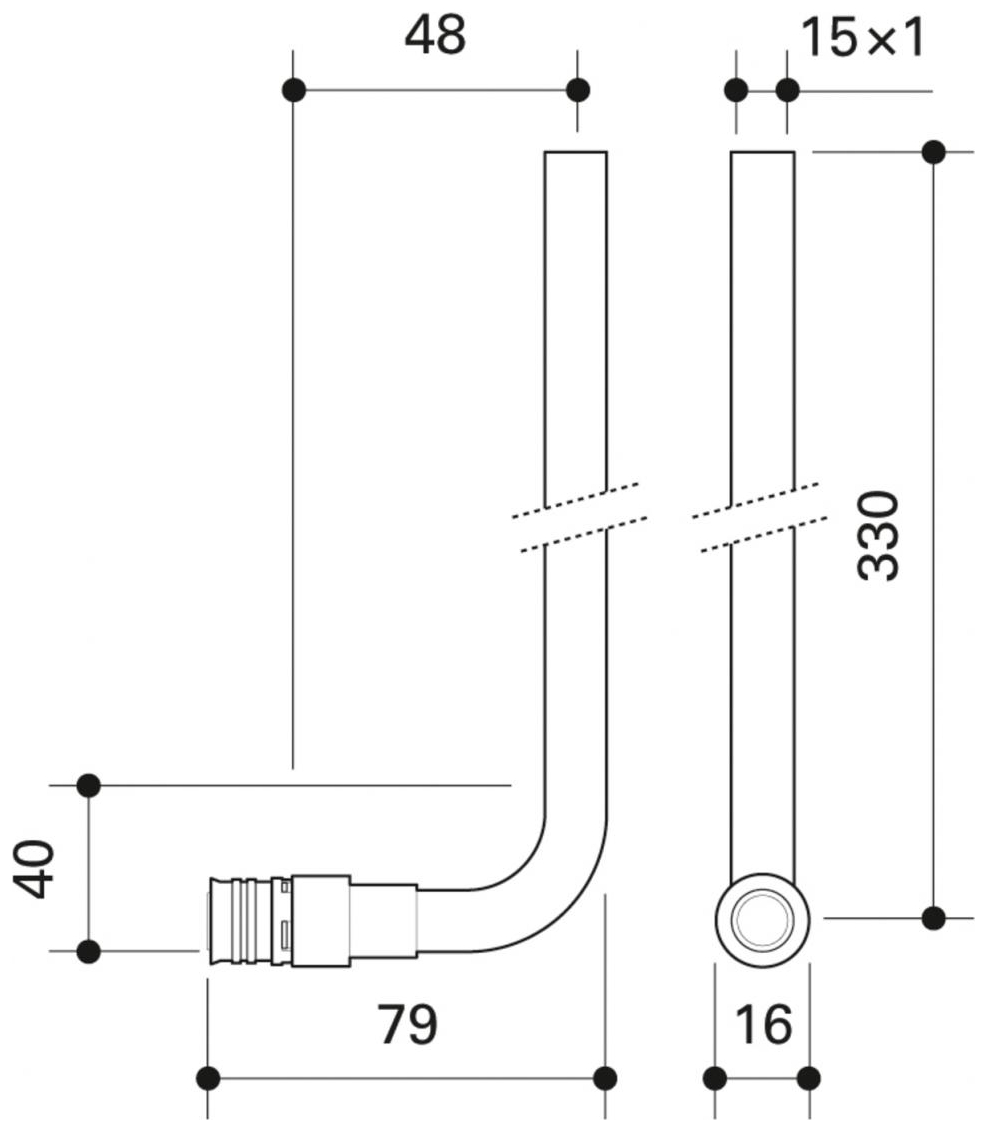 CONEL Connect MV2 Heizkörperanschlussbogen 16 mm x 330 mm kurz - Bild 2