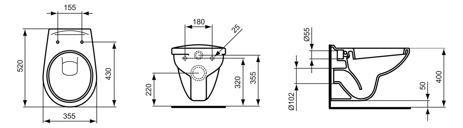 Ideal Standard Wand-Tiefspül-WC Eurovit weiß V390601 - Bild 2