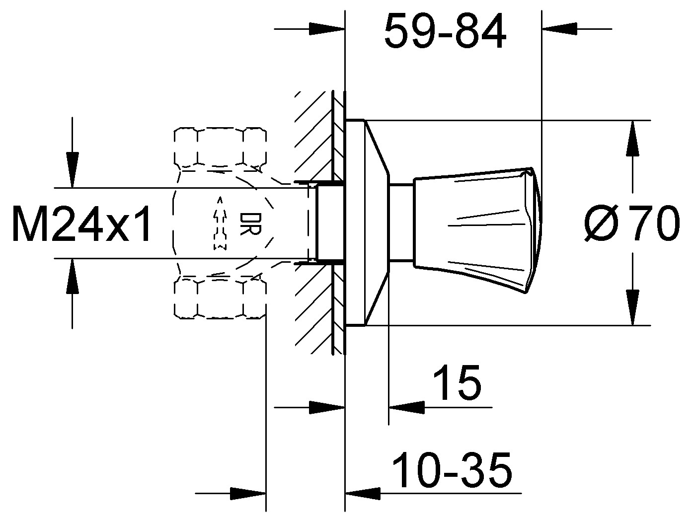 GROHE Costa Unterputzventil UP 10-35 mm Oberbau chrom, Markierung blau-kalt 19854001 - Bild 2