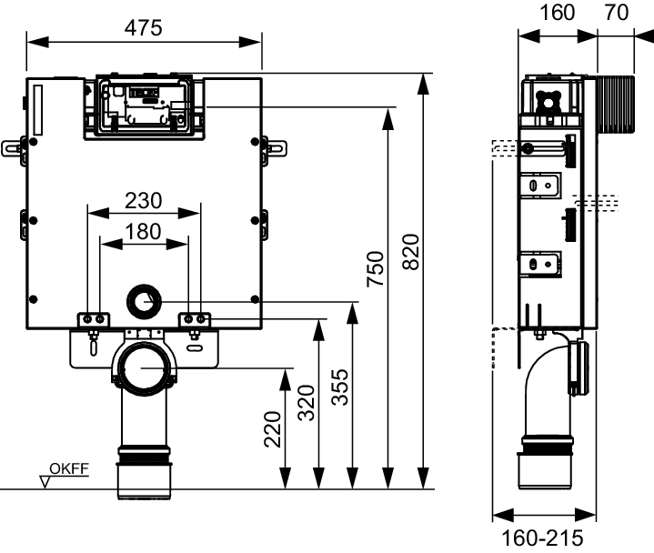 TECEbox WC-Modul mit Uni-Spülkasten und Fliesenträger-Front, Bauhöhe 820 mm 9375300 - Bild 2