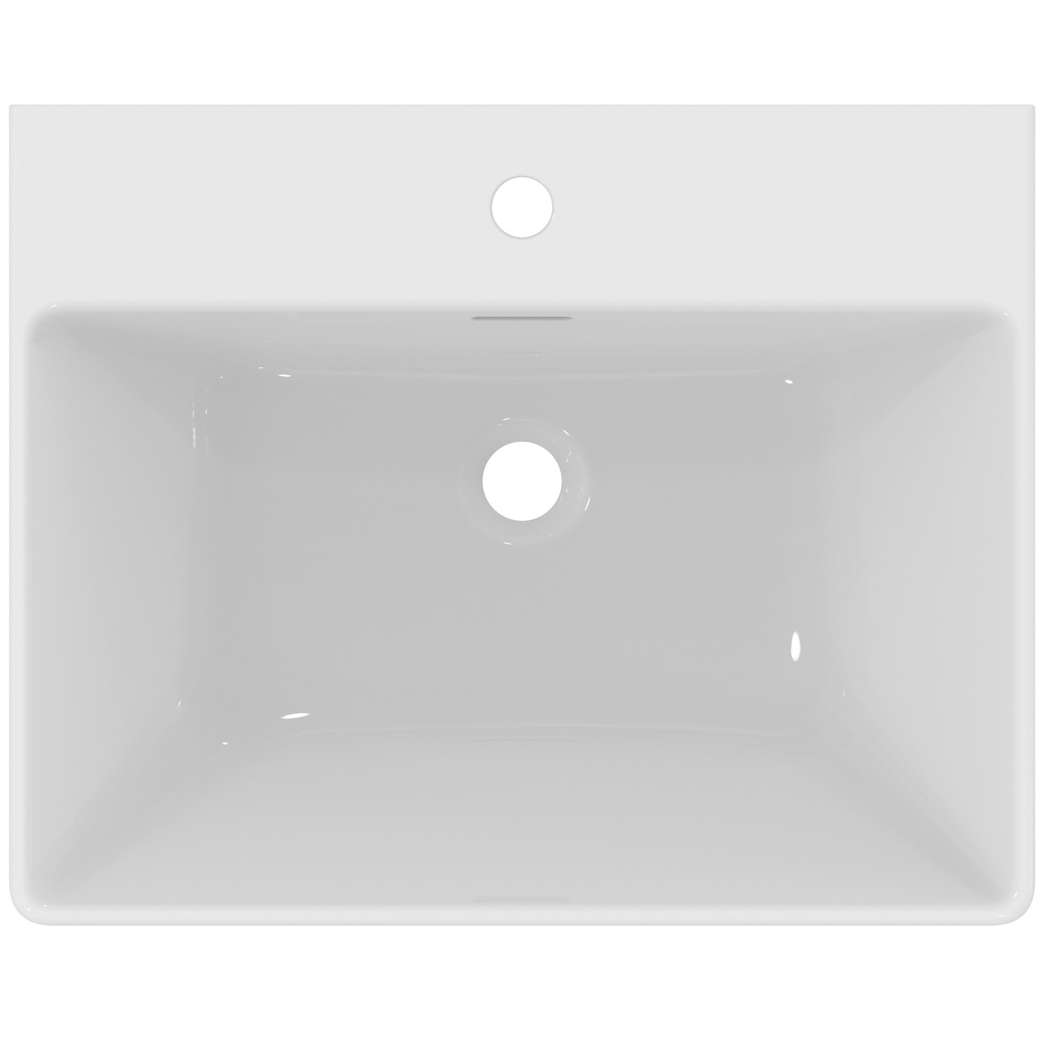 VIGOUR Möbelwaschtisch derby V3 60x48cm geschliffen PflegetectPlus weiss mit Hahnloch und Überlauf