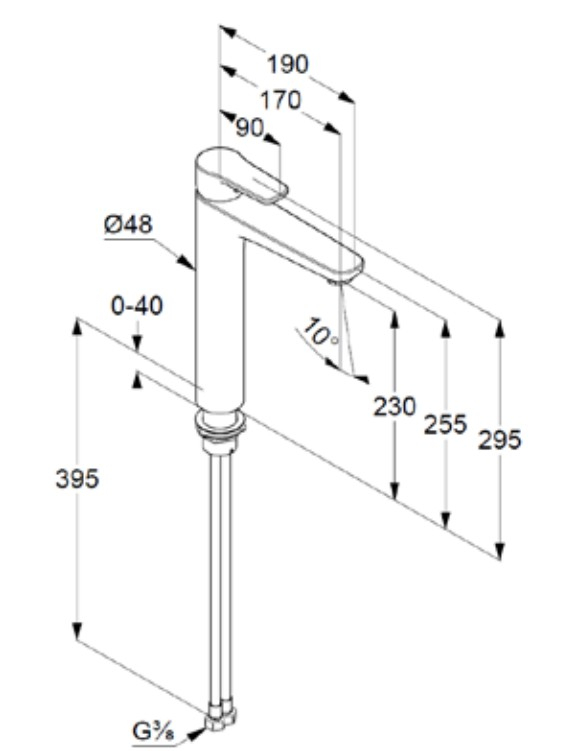 VIGOUR Einhand-Waschtischbatterie derby V3 XL Auslaufhöhe 230mm ohne Ablaufgarnitur verchromt