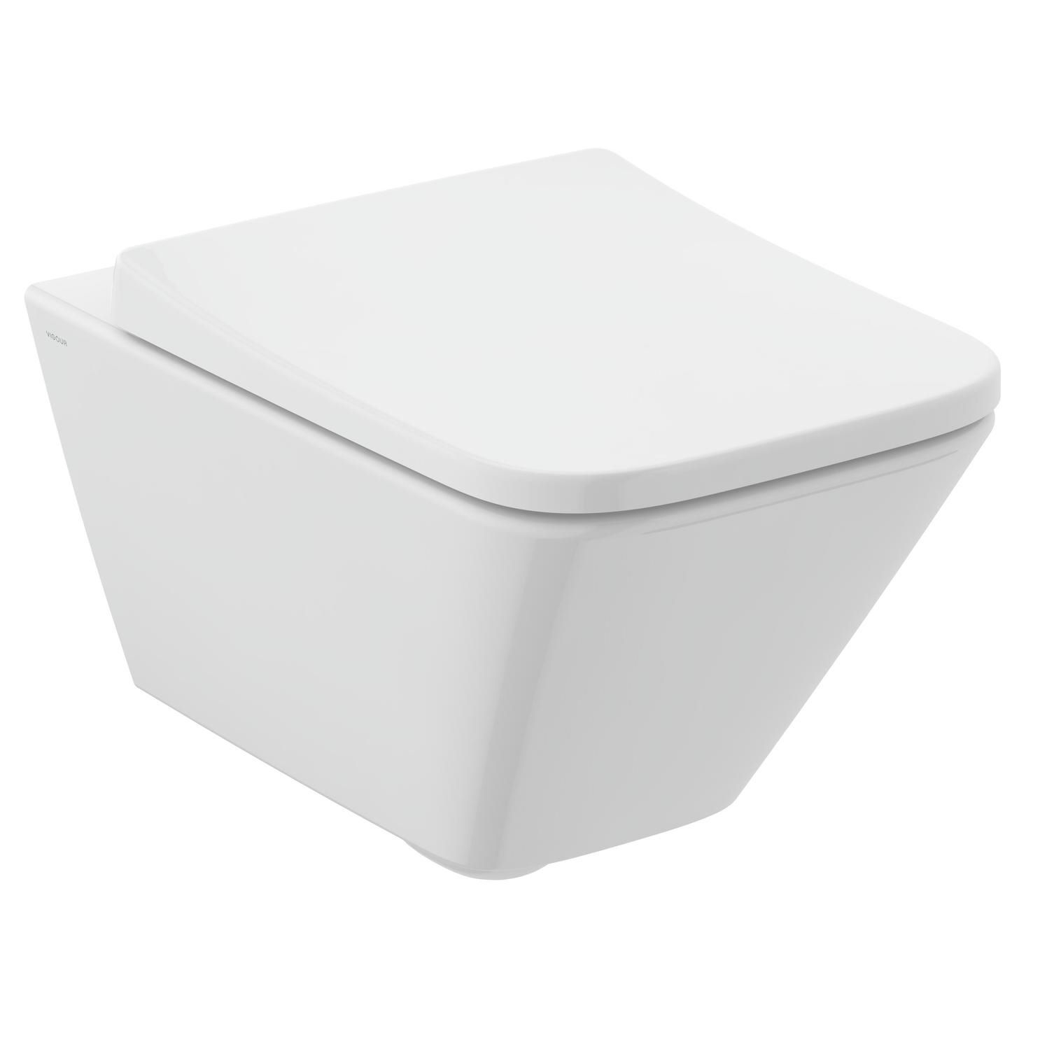 VIGOUR Wand-Tiefspül-WC derby V3 edge PflegetectPlus weiss, spülrandlos, WC-Sitz Absenkautomatik