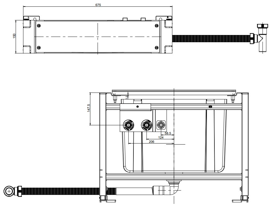 VIGOUR Fliesenrand-Einbaukörper V3 /V4 für 3- und 4-Loch-Armaturen