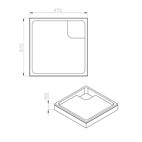 Duschwannenträger 97x97x14cm, für Duschwanne 100x100x3,5 cm quadratisch superflach - Bild 2