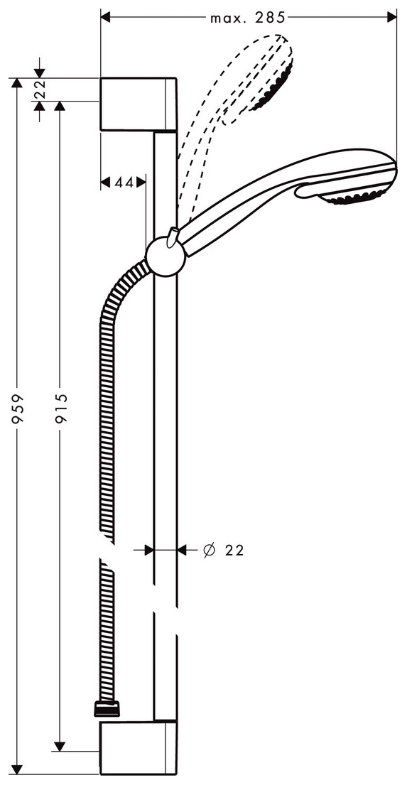 Hansgrohe Brausegarnitur Crometta 85 Multi Unica Stange 90cm verchromt 27766000 - Bild 2