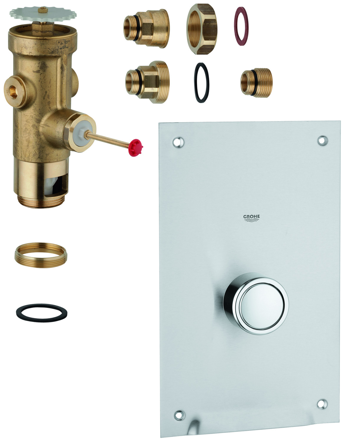 GROHE Austausch-WC-Druckspüler GROHE 3/4'' mit Abdeckplatte mit Druckknopf verchromt 42902000 - Bild 1