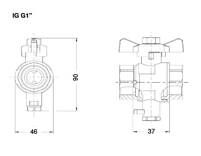 Sensus Kugelhahn G 1'' IG komplett PN 16, für Wärme- und Kältezähler Qp 3,5 bis 6,0 - Bild 2