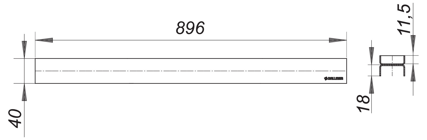 Dallmer Abdeckung CeraLine Individuell 900 mm aus Edelstahl 520753 - Bild 2