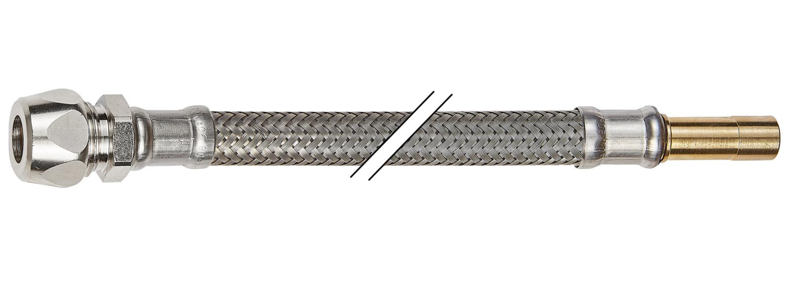 Flexibler Verbindungsschlauch Silikon KTWA 500mm Quetschverschraubung 3/8'' x 10mm Rohrstutzen - Bild 1