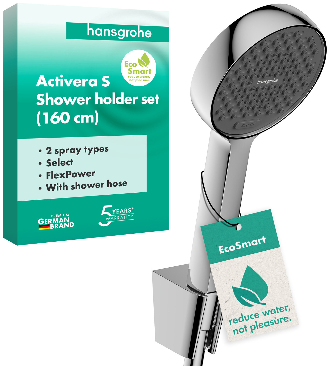 Hansgrohe Brausehalterset Activera Select S 95 2jet EcoSmart Schlauch 1600mm chrom