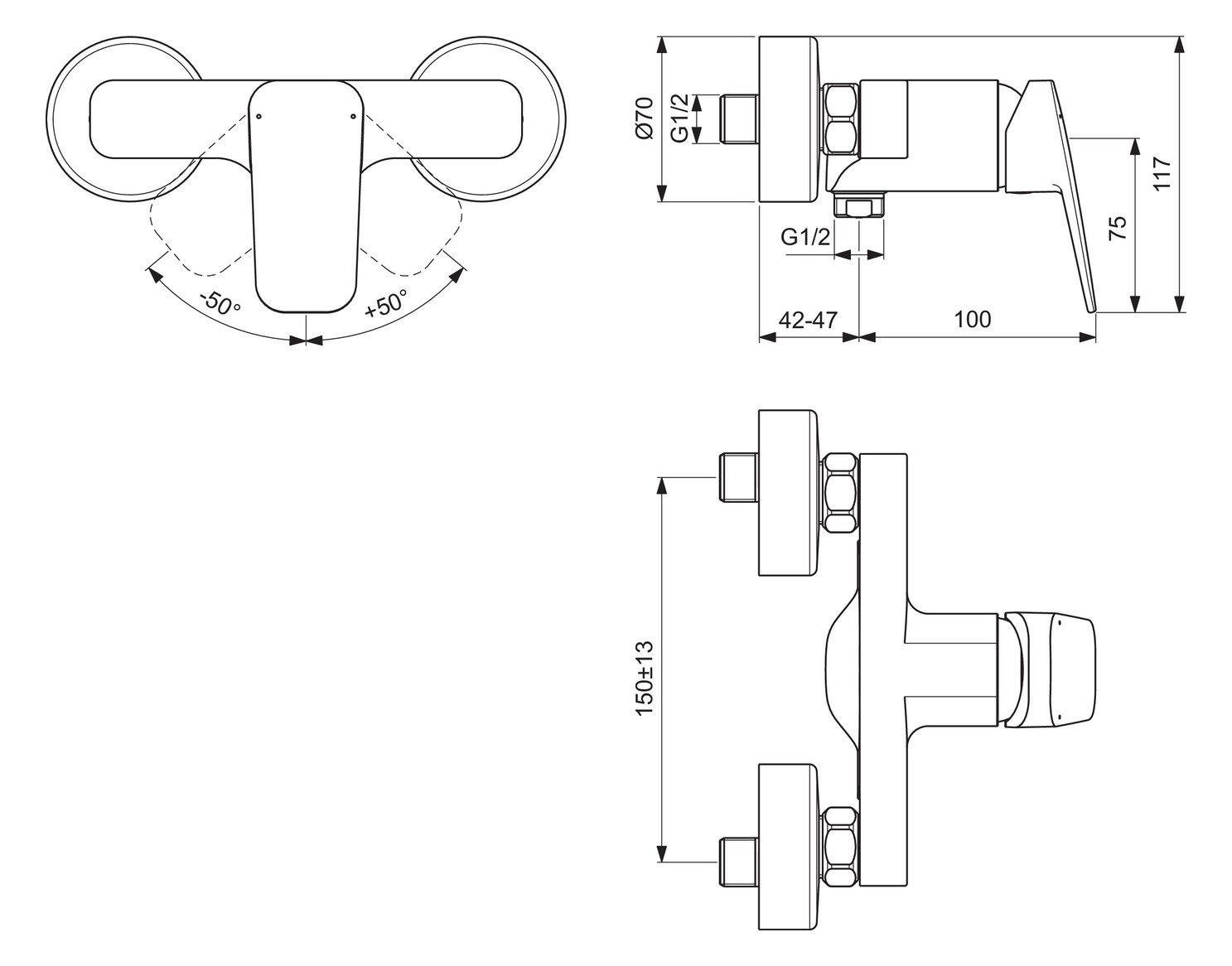 Ideal Standard Ceraplan Brausearmatur Aufputz Chrom BD250AA - Bild 4