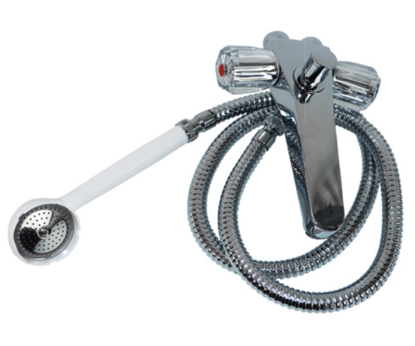 Wittigsthal Badeofen Mischbatterie 1500 integrierte Belüftung, Handbrause weiß, Schlauch 1500 mm - Bild 1