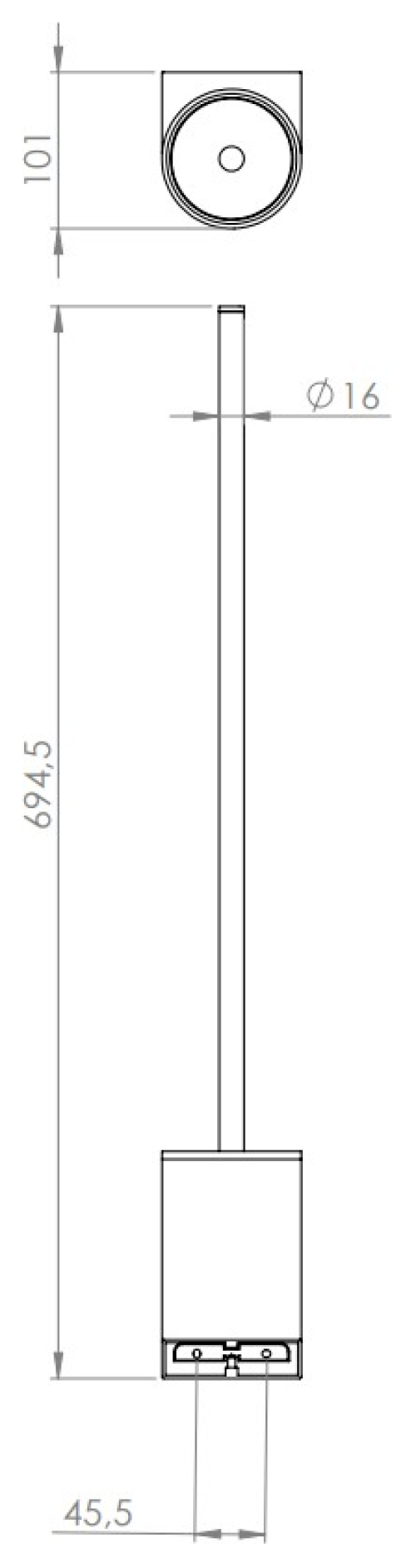 VIGOUR Bürstengarnitur derby V3 langer Griff mit Metallbehälter verchromt