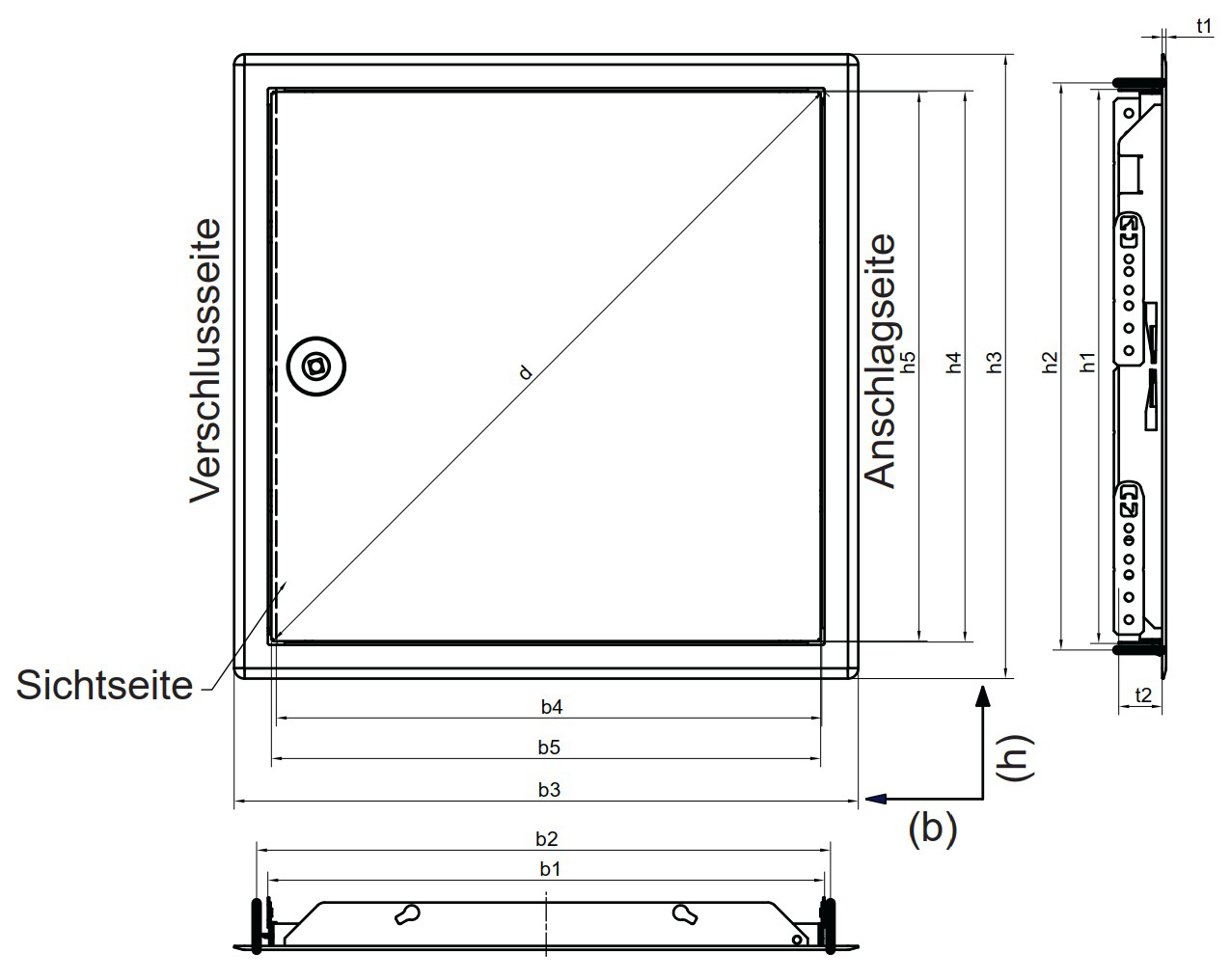 Revisionstür Softline 400x400mm Stahlblech verzinkt weiss, mit Vierkantverschluss 20528 - Bild 2