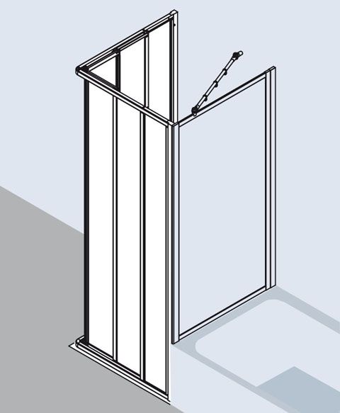 Kermi Nova 2000 Eckeinstieg-Halbteil ED3 800x1850 mm Kerolan Fontana silber mattglanz N2ED30801811K - Bild 3