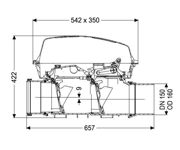 KESSEL Rückstauverschluss Staufix SWA DN150, für freiligende Leitung 73150.10 - Bild 2