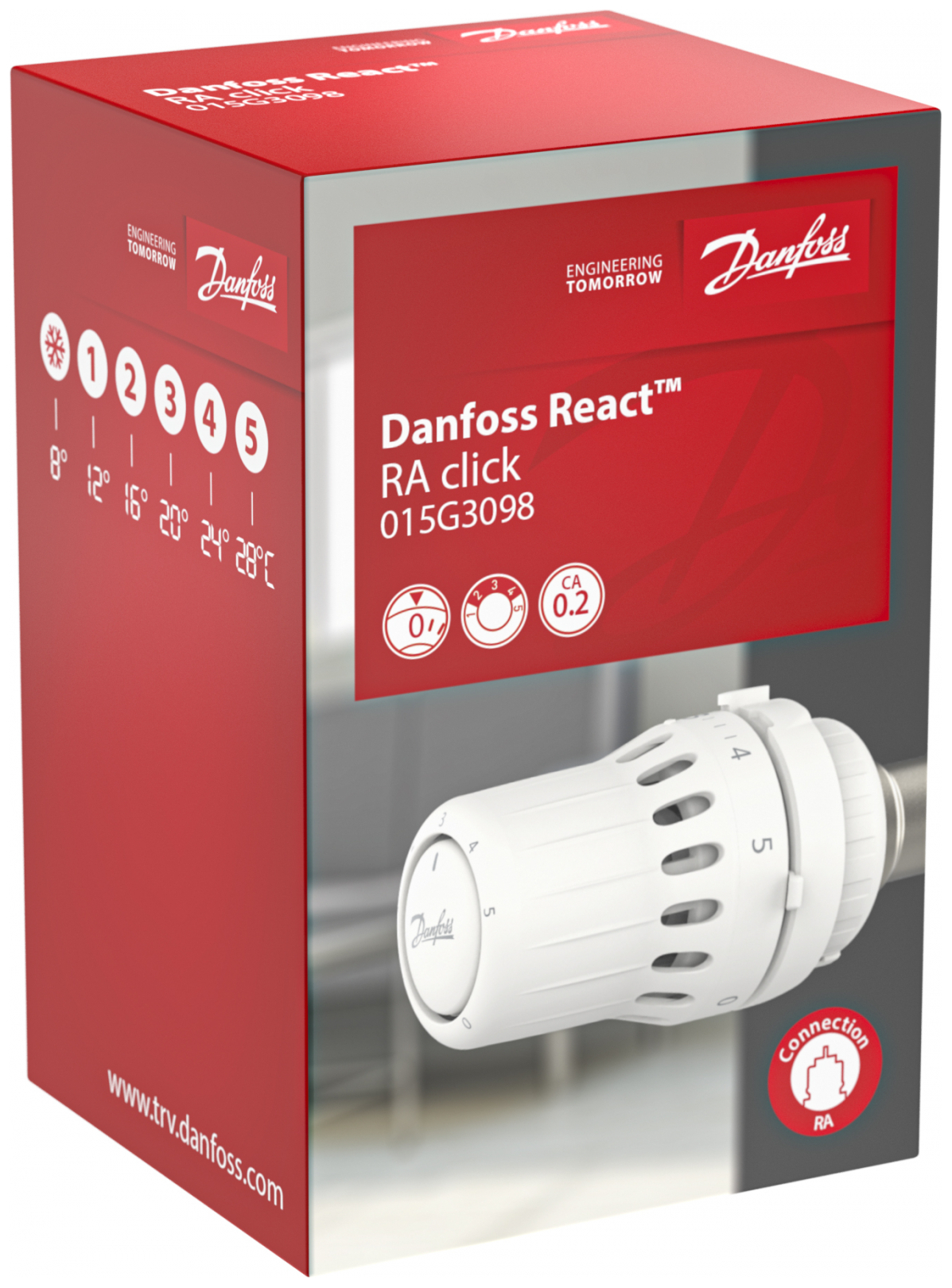 Danfoss Thermostatkopf React RA Click flüssigkeitgefüllt, mit Fühler und Nullabsperrung 015G3098 - Bild 5