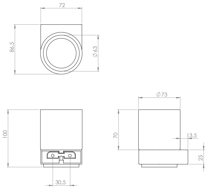 VIGOUR Glashalter derby V3 verchromt mit Bleikristallglas matt