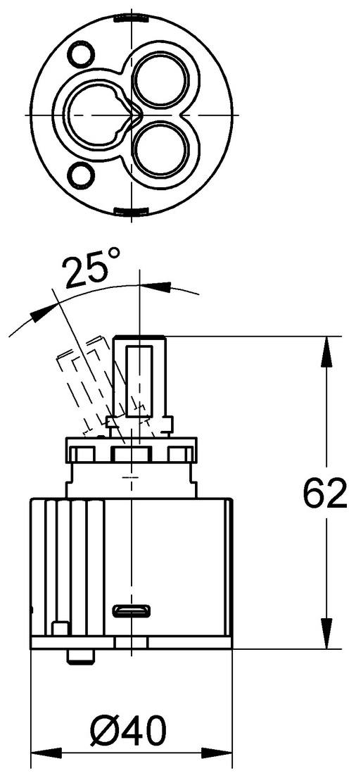 VIGOUR Keramikkartusche KN40ND für derby Niederdruck-Spültischbatterie  - Bild 2
