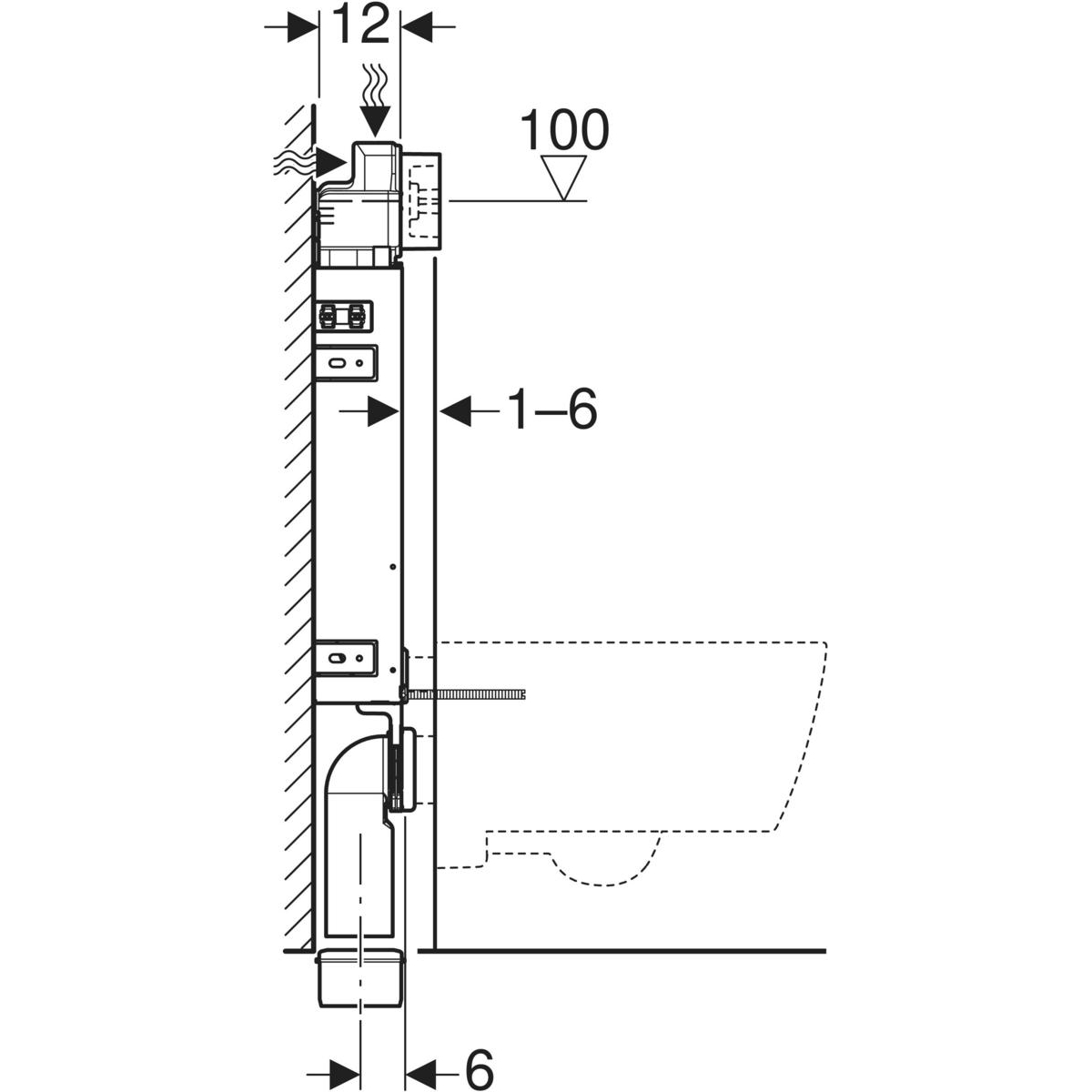 Geberit Kombifix Spülkasten Delta Bauhöhe 108 cm für Wand-WC für Nassbaumontage 110.100.00.1 - Bild 4
