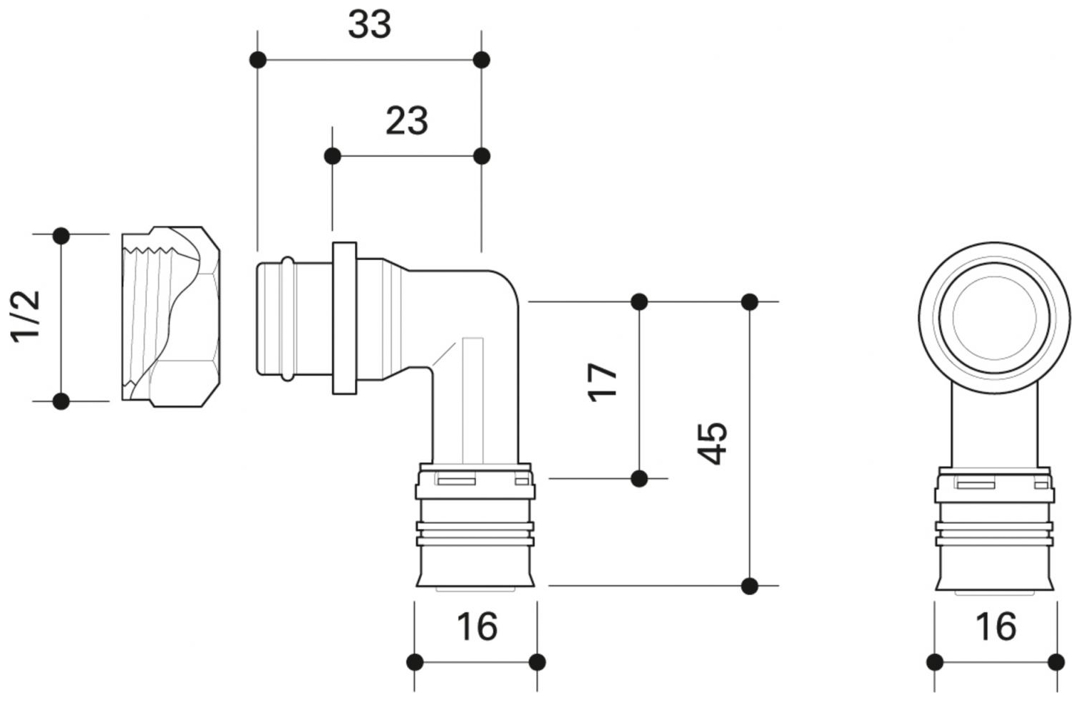 CONEL Connect MV2 FIX Übergangswinkel für Geberit 16 mm x 1/2'' IG - Bild 2