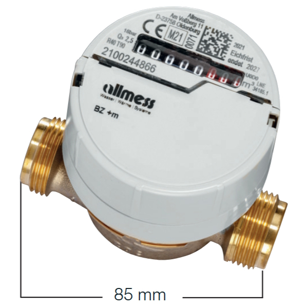Allmess Wohnungswasserzähler kalt/warm Vario-BZ +m Q3 2,5 m3 /h (Eichjahr 2026)