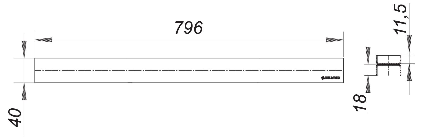 Dallmer Abdeckung CeraLine Individuell 800 mm aus Edelstahl 520746 - Bild 2